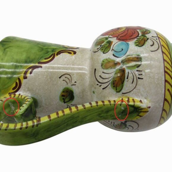 DERUTA Italian Ceramic VASE with Floral Design and Dual Handles - Damaged - Picture 3 of 12